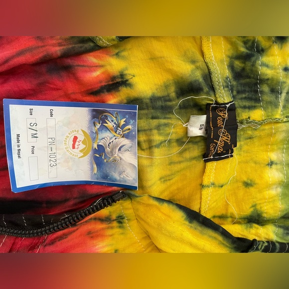 Rasta StyleTie-Dye Zip Hoodie in Yellow, Red & Green NEW - Picture 6 of 6